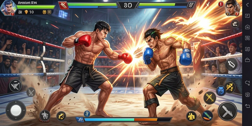Tampilan gameplay Fighting dalam 3446 yang menegangkan dan penuh aksi.
