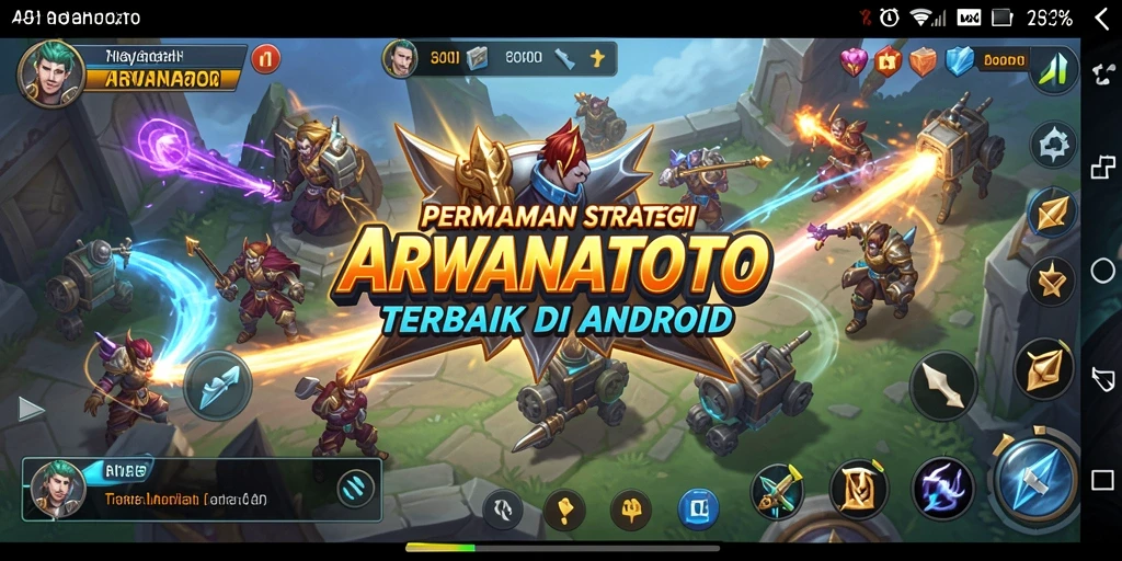 Tangkapan layar ARWANATOTO menampilkan aksi pertempuran strategis yang mendebarkan.
