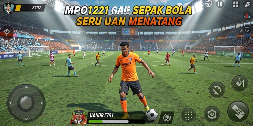 Tampilan menarik dari gameplay sepak bola yang mendebarkan.