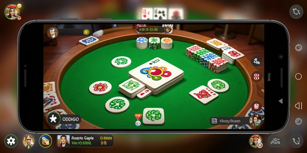 Tampilan gameplay seru dari ODDIGO dengan lingkungan Gaple yang menarik.