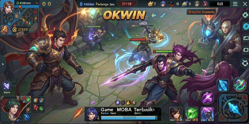 Tangkapan layar dari gameplay seru OKWIN MOBA.