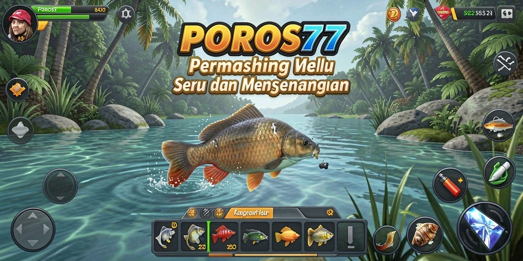 Tampilan gameplay POROS77 dengan suasana memancing yang menarik.