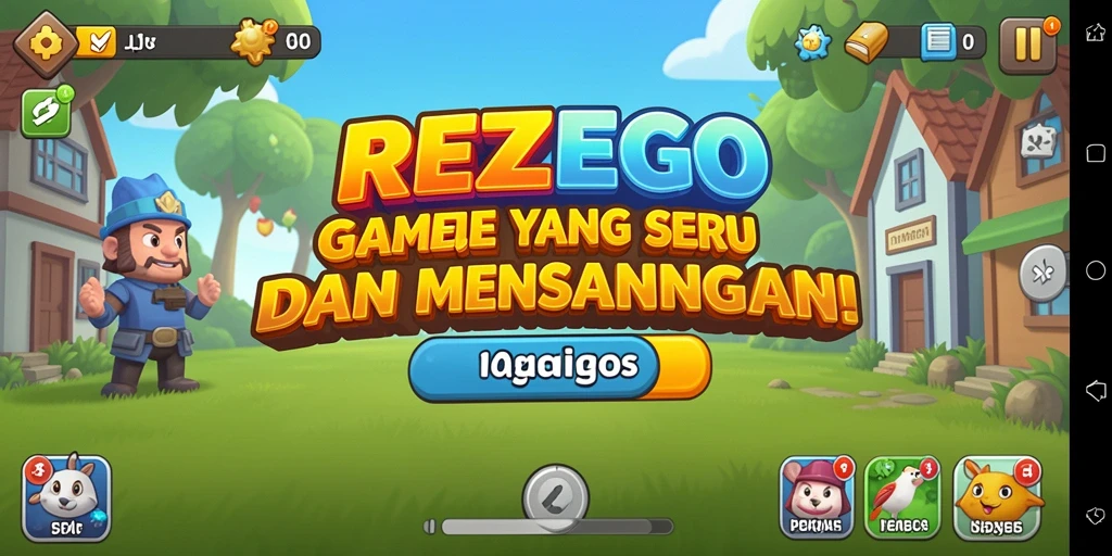 Tampilan gameplay REZEGO yang menarik dan penuh warna.