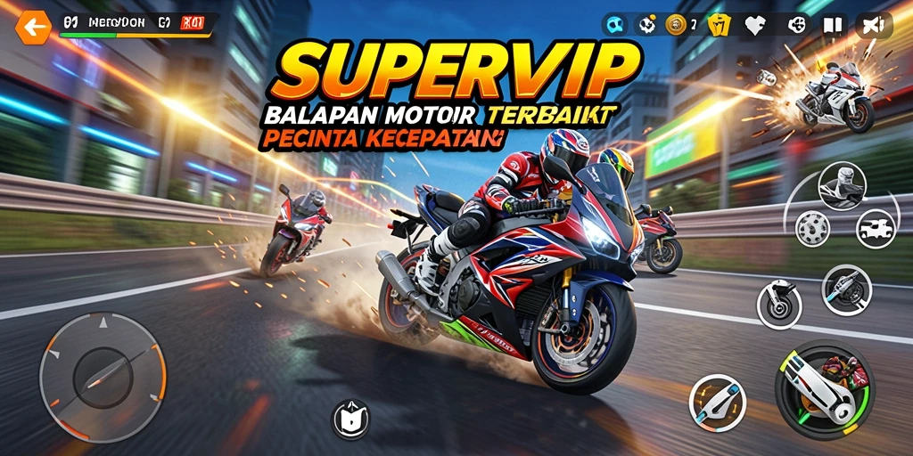 Gameplay balapan motor yang menegangkan dan penuh aksi.