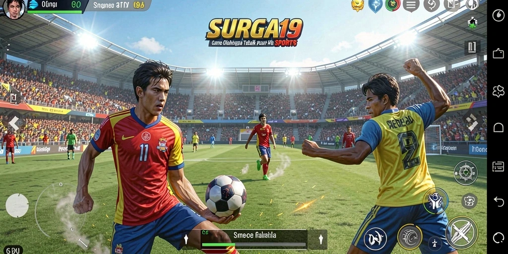 Screenshot SURGA19 menampilkan aksi seru dalam pertandingan olahraga.