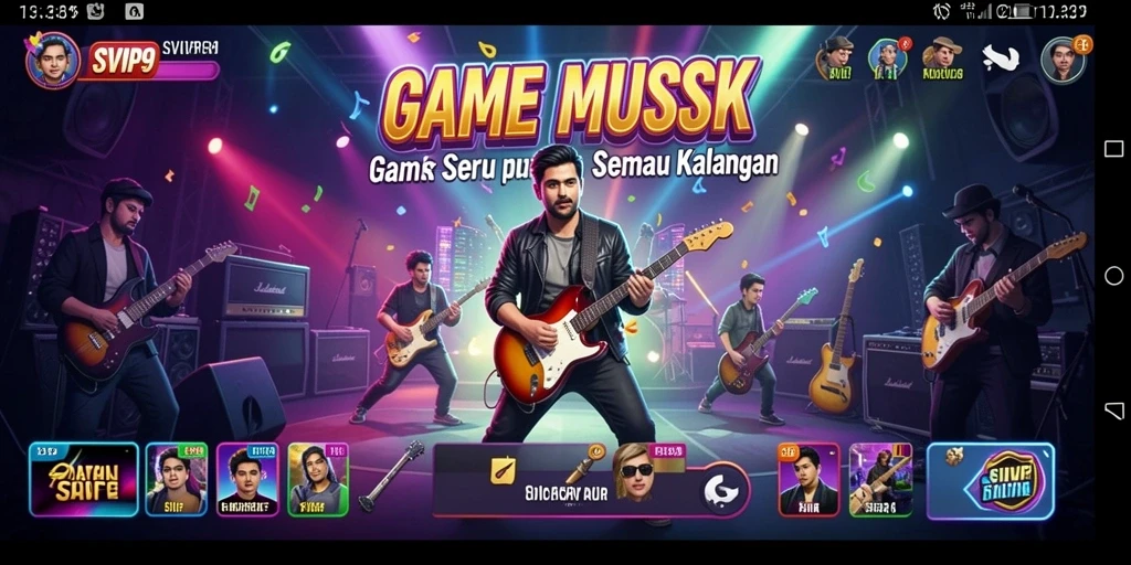 Tangkapan layar gameplay SVIP9 yang menunjukkan aksi musik yang seru.