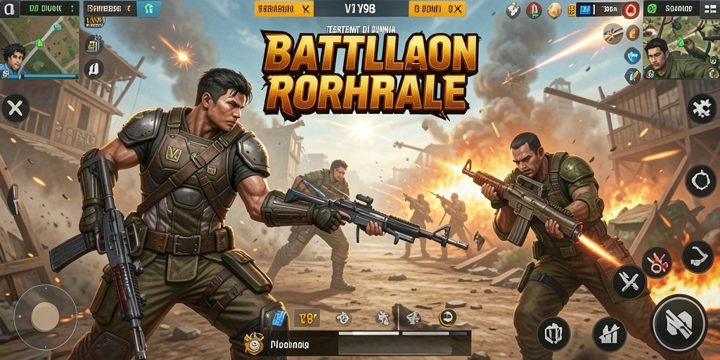 Gameplay seru V98 dalam mode Battle Royale yang menegangkan.